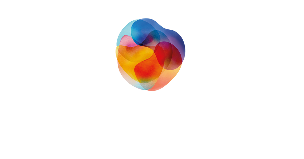 Pulse layered multicoloured heart and logo